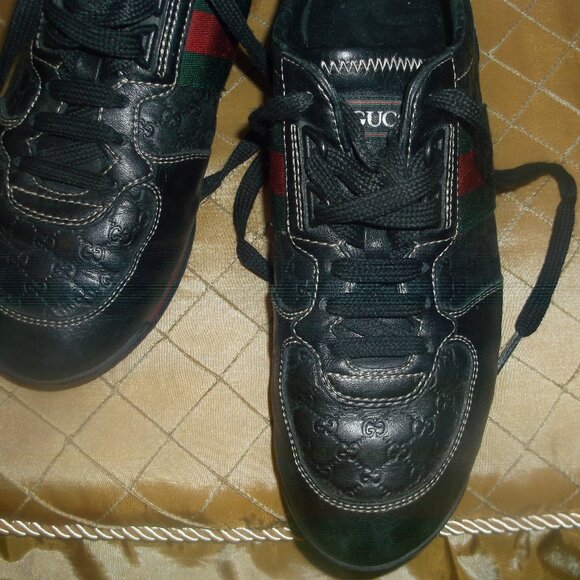 Gucci Micro GG's Black Leather Sneakers Vintage Size 37 or US 7 - Picture 11 of 16